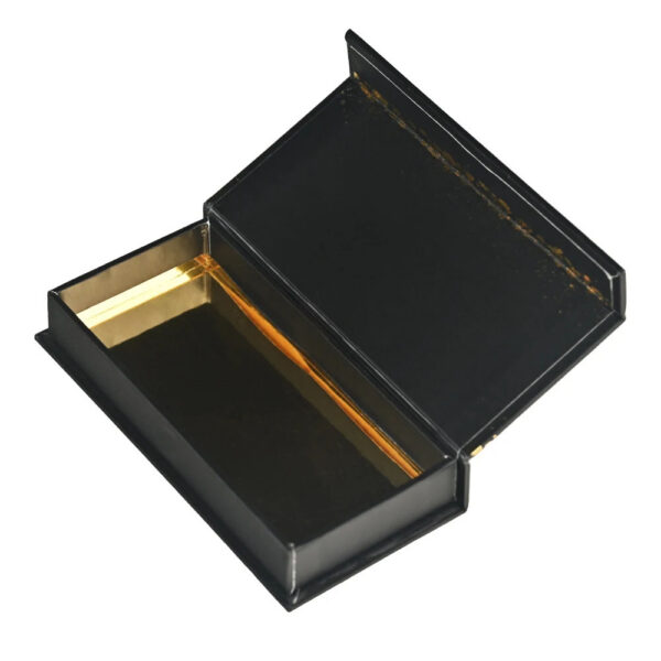 Black Gold Foil Book-Style Rigid Gift Box with Gold Tray Black Gold Foil Book-Style Rigid Gift Box with Gold Tray