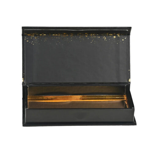 Black Gold Foil Book-Style Rigid Gift Box with Gold Tray Black Gold Foil Book-Style Rigid Gift Box with Gold Tray