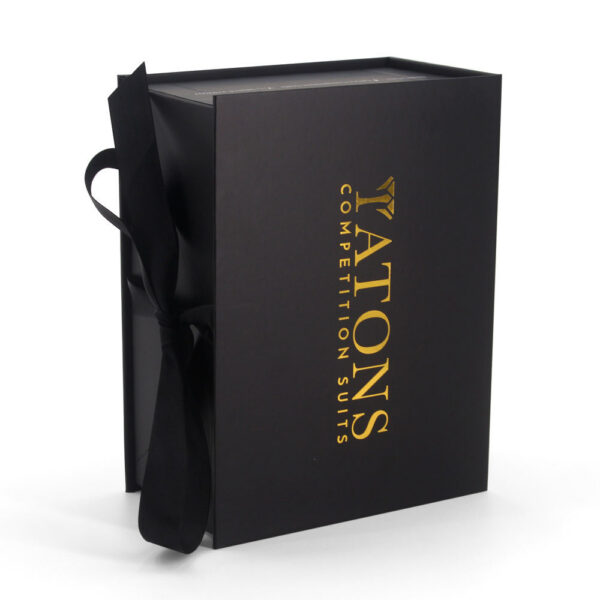 Gold Foil Competition Suit Rigid Box with Satin Inner Lining
