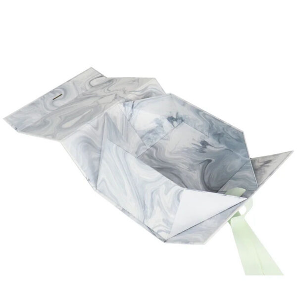 Marble Pattern Foldable Gift Box with Ribbon Tie Closure Marble Pattern Foldable Gift Box with Ribbon Tie Closure