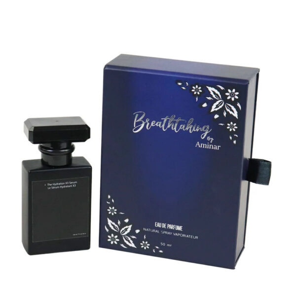 Navy Drawer Perfume Box with Ribbon Pull and Foam Insert Navy Drawer Perfume Box with Ribbon Pull and Foam Insert