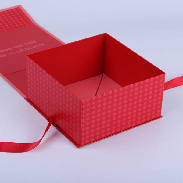 Red Collapsible Period Care Gift Box with Ribbon Closure