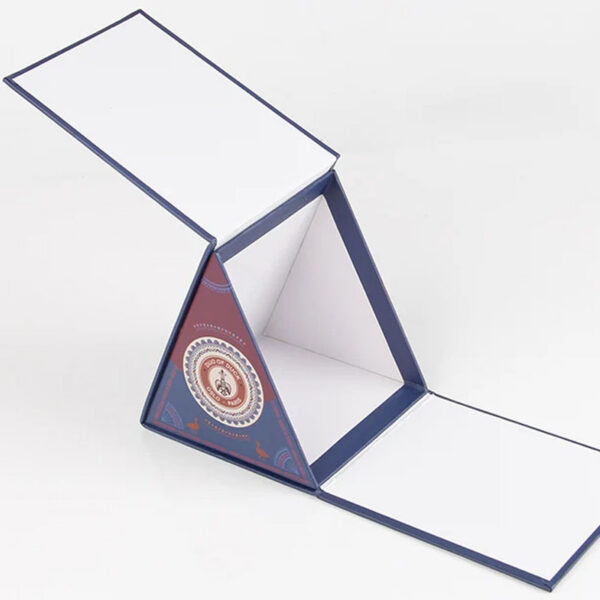 Triangular Rigid Textile Gift Box with Full-Color Print